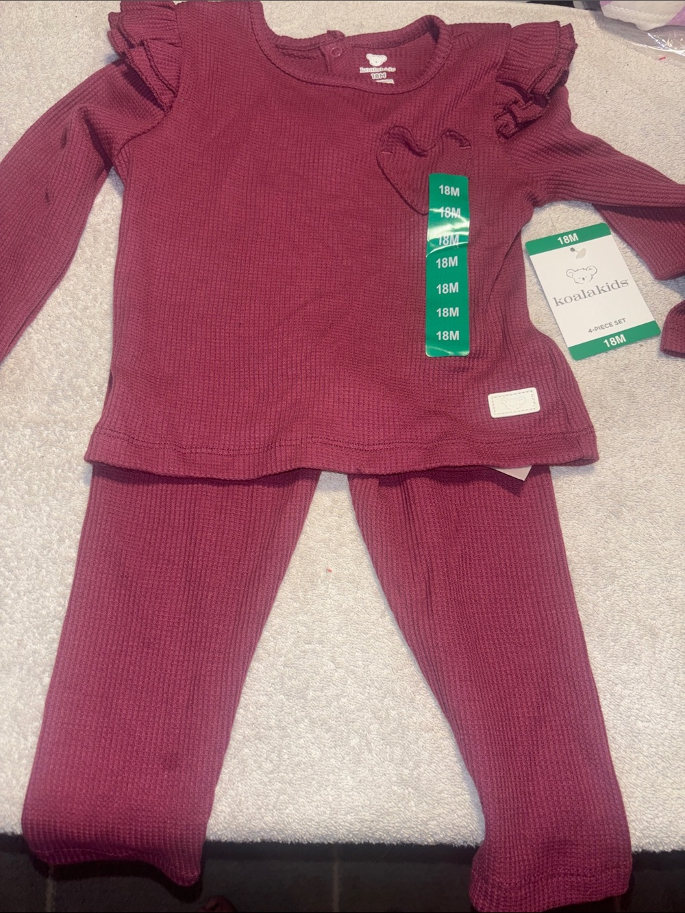 Koala Kids Burgundy Ribbed 2-Piece Pajama Set